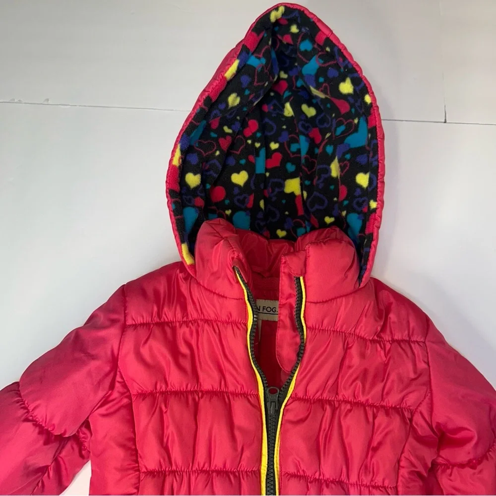 London Fog Girl’s Kids Red Puffer Hoodie Jacket Size 4